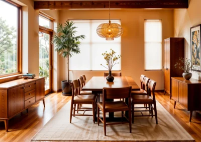 dining table and chair in wooden made also with interior design